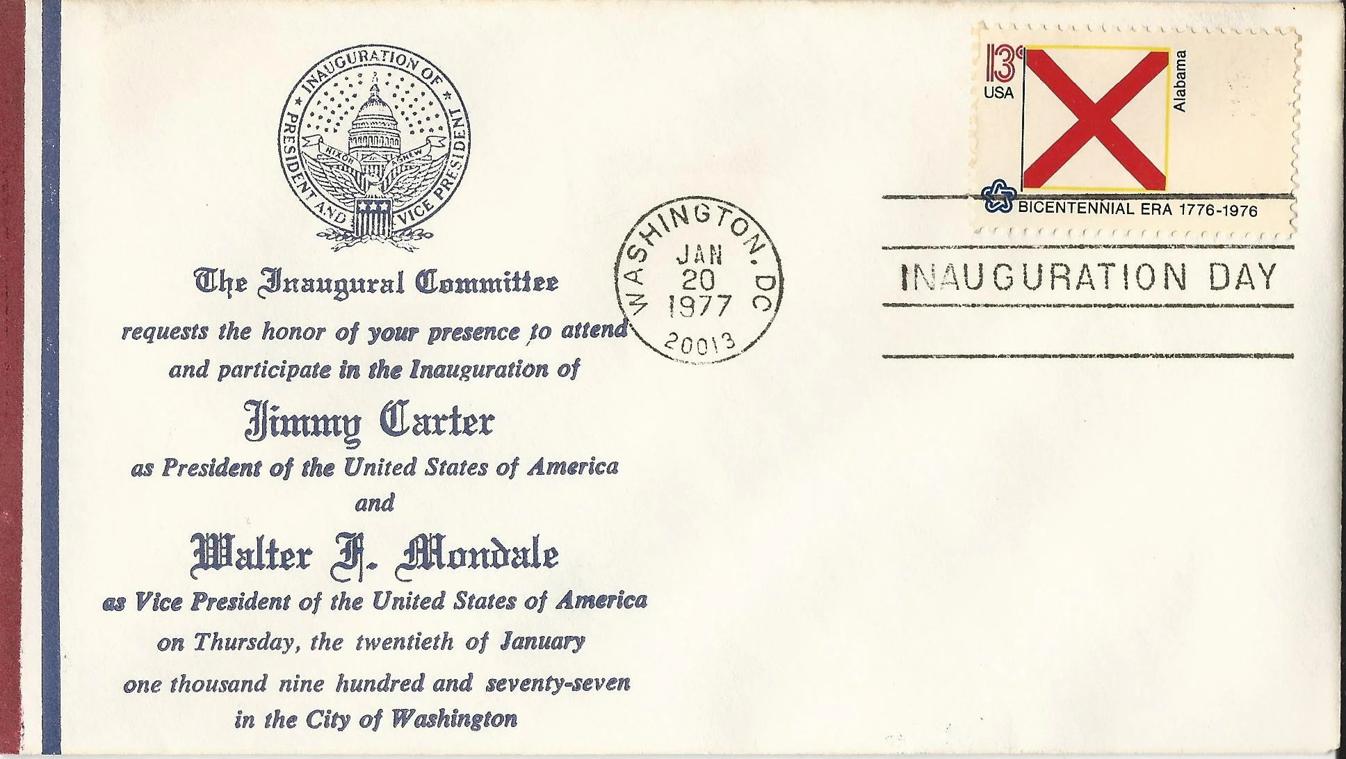 Inauguration Jimmy Carter & Walter Mondale Postmark #1:&hellip;